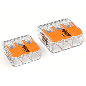 Product photo of WAGO 221 Series Compact Splicing Connectors on white background
